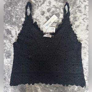 BLUEIVY Black Small Crochet Tank Top NEW WITH TAGS